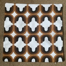 Handmade Vintage 1960s  1970s Graphic  Fabric Cushion Cover / Unused 