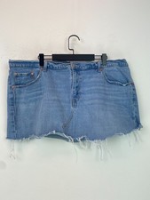 Levis Premium Blue Distressed Denim Mini Skirt Raw Hem 20W