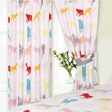 Horses White Curtains 66" x