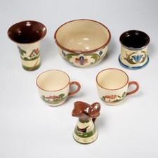 Antique Torquay Allervale Devon Staffordshire Aphorism Pottery Bowl Mug 6pc Lot