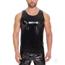 Undershirt Tank Top Vest Sleeveless T-shirt Mens Wet Look Pvc Patent Leather