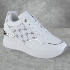 WOMENS LADIES MID WEDGE HEEL PLATFORM LACE UP CHUNKY FASHION TRAINERS PUMPS SIZE