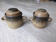 Denby Romany X2 Individual Lidded Casserole/Soup Bowls/Pots Brown 