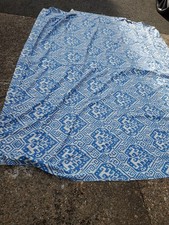 2x Pieces Blue & White Ikat Fabric Offcuts, Ex Curtains, Each Approx 200x230 cm