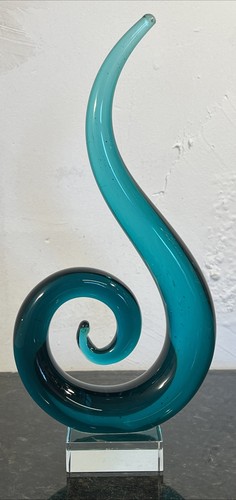 Teal blue art glass - blue,