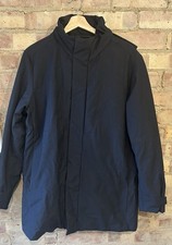 Uniqlo Hybrid Down Jacket Coat Size Medium 46” Navy Blue Removable Hood