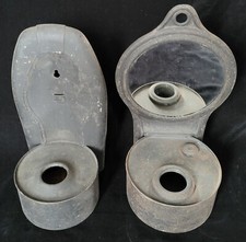 Two vintage metal wall hanging oil lamps for restoration