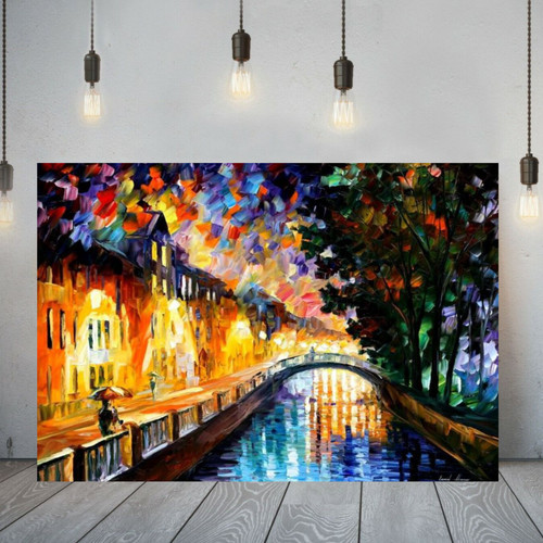 Leonid afremov evening - evening, rain