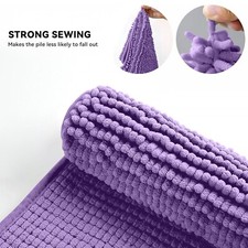 Chenille Bath Mat Non Slip Water Absorbent Machine Washable Soft Toilet Mat UK