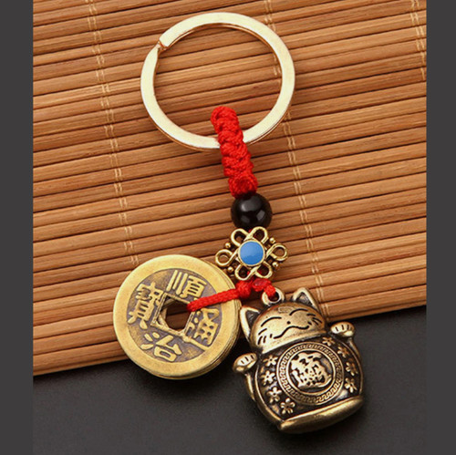 Lucky cat keychain - keychain, with