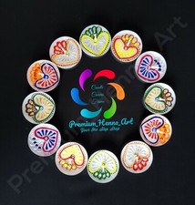 Set of 12 Henna Painted Love Heart Tea Light Candles (Christmas, Diwali, Mehndi)