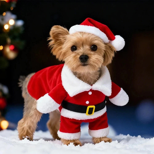 Cute dog santa claus outfit - dog,