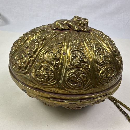 Vintage brass bag - brass, 5.25”