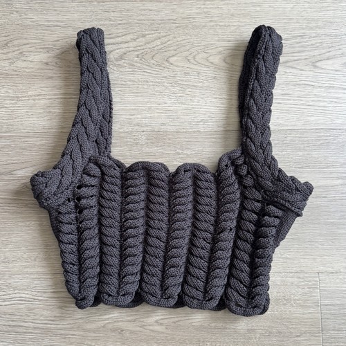 Zara cable knit crop top - cable, dark