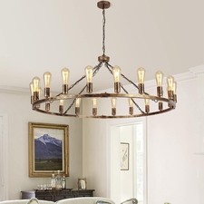 Eoodis Wagon Wheel Chandelier 20 Lights Bronze Rustic Pendant Light Large 120cm