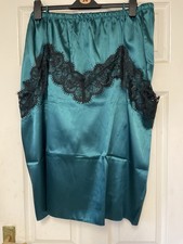 Unbranded Dark Green & Black Lace Pyjama Set Cami & French Knicker Shorts 5 XL.