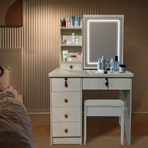 White dressing table - white, led