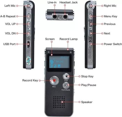 Voice recorder 8gb digital - voice,