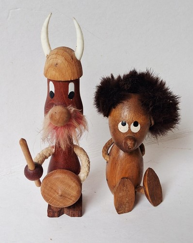 Pair vintage small wooden - pair,