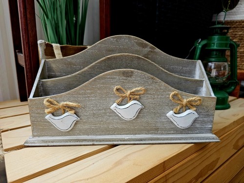 Rustic wooden letter rack - rustic,