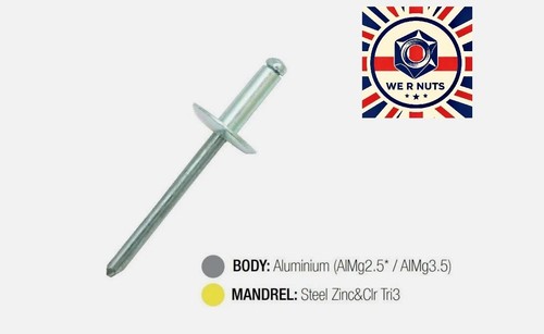 Large flange head pop rivets - large,