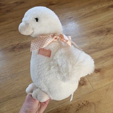 Vintage Mothercare George duck goose soft toy plush White Bird Bow 