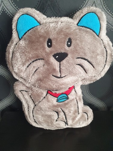 Cute grey cat cushion 15 - grey, 15"