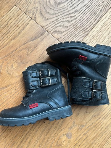 Kickers black leather ankle - black,