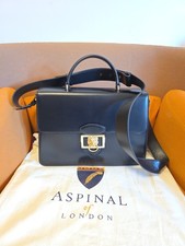 Aspinal of London Large Lion Lansdowne Bag Full Grain Leather, Smooth Black,Mint