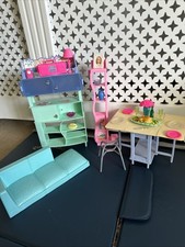 Vintage Barbie Doll Dining Room & Bathroom Set Inc Furniture & Accessories VGC
