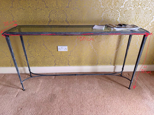Black metal frame glass top - black,