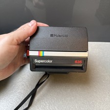 Vintage Polaroid Supercolor 635 Instant Camera Rainbow Stripe and case 