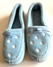 Ladies Slippers Blue Velour
