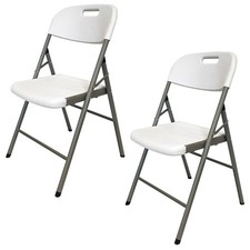 2X Heavy Duty Plastic Folding Chairs – Indoor Outdoor BBQ Camping Garden Event
