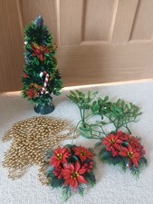 Vintage Christmas Decorations Bundle Mistletoe Tree Garland Candle Holders