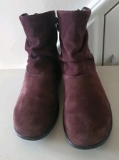 Hotter Whisper Size 4.5 Double Zip Plum Suede Leather Ankle Boots.