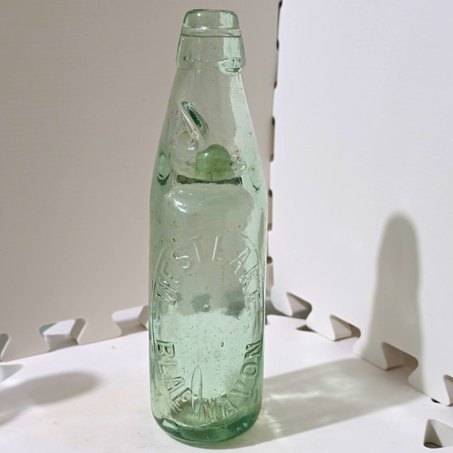 Antique green glass codd - green,