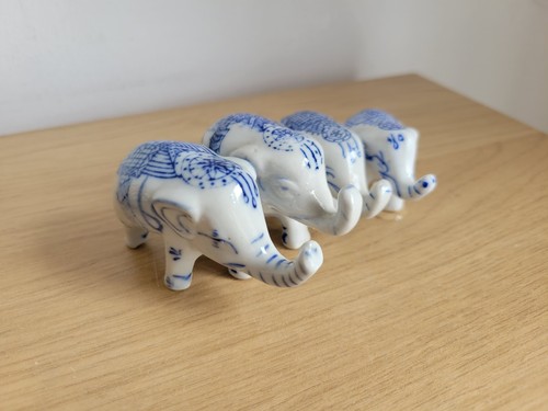 Elephants miniature delft blue - elephants,