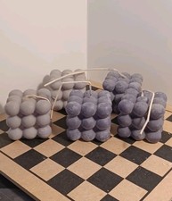 Large Bubble Cube, Grey Candle