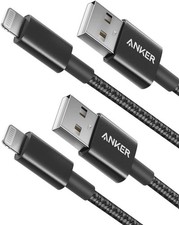 1m Anker Iphone USB-A Fast Charging Cable - Black Nylon Braided Cable