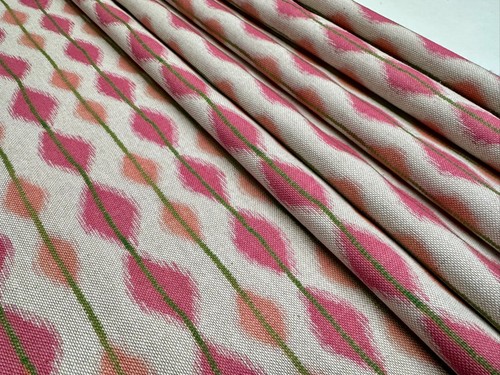 Pink green ikat fabric cotton - green,