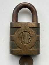 Substantial Antique Brass Yale Padlock and Key
