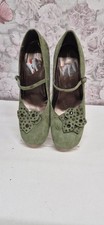 M&S GREEN SUEDE KITTEN HEEL