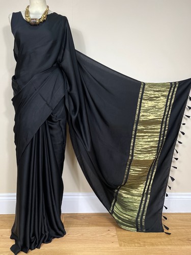 Black modal silk plain - black,