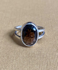 Early ORTAK 1976 Malcolm Grey Silver Ring - Smokey Quartz - Scottish Hallmarks 