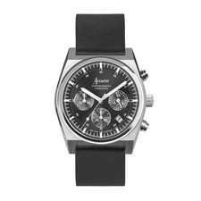 Accurist Origin 41mm Mens Round Silver Analogue Watch with Black Strap