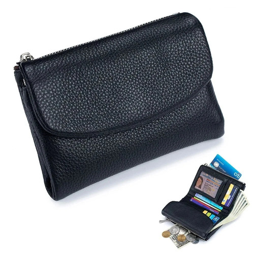Unisex pebble leather wallet - leather,