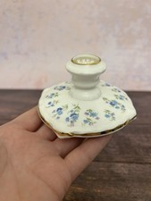 Royal Albert Memory Lane Candlestick Holder Blue Floral Vintage China