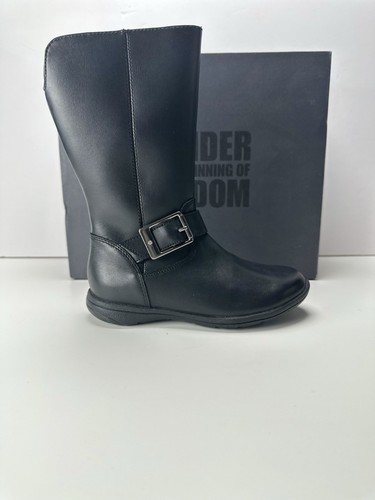 Clarks black leather girls - ,