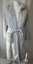 F&F ROBE Dressing Gown Soft Fluffy Belt Belted Winter UK12-14 Hood E4335